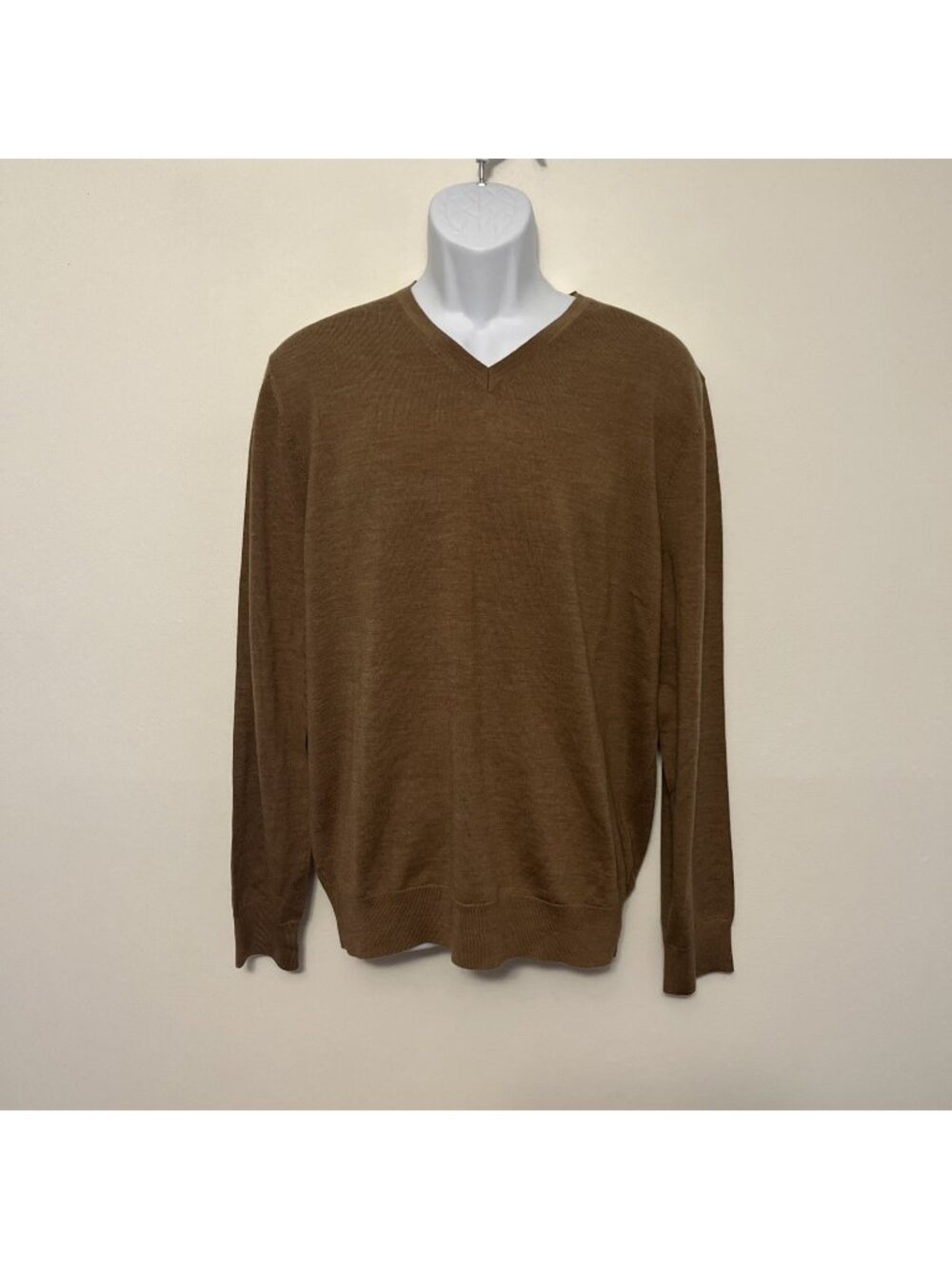 Charles Tyrwhitt Pure Merino V-Neck Sweater - Charcoal Brown